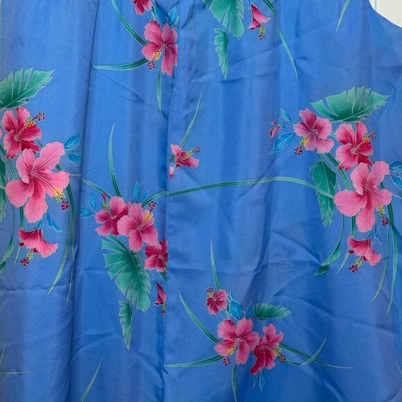Vintage Hale O'Lika Fashions Size Large Made in Hawaii Blue Pink Floral Dress - Picture 5 of 7